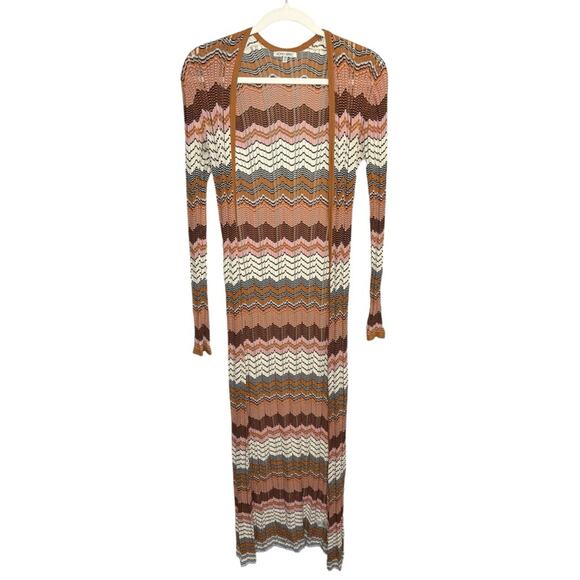 Ronny Kobo Chevron Long Open Cardigan